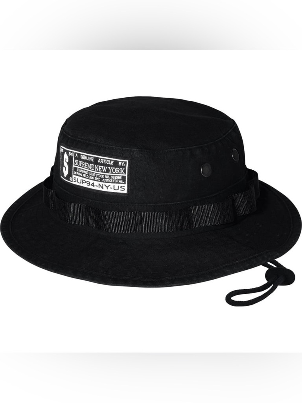 Supreme Military Boonie FW25 Black Logo Bucket Hat Men’s Size M/L.